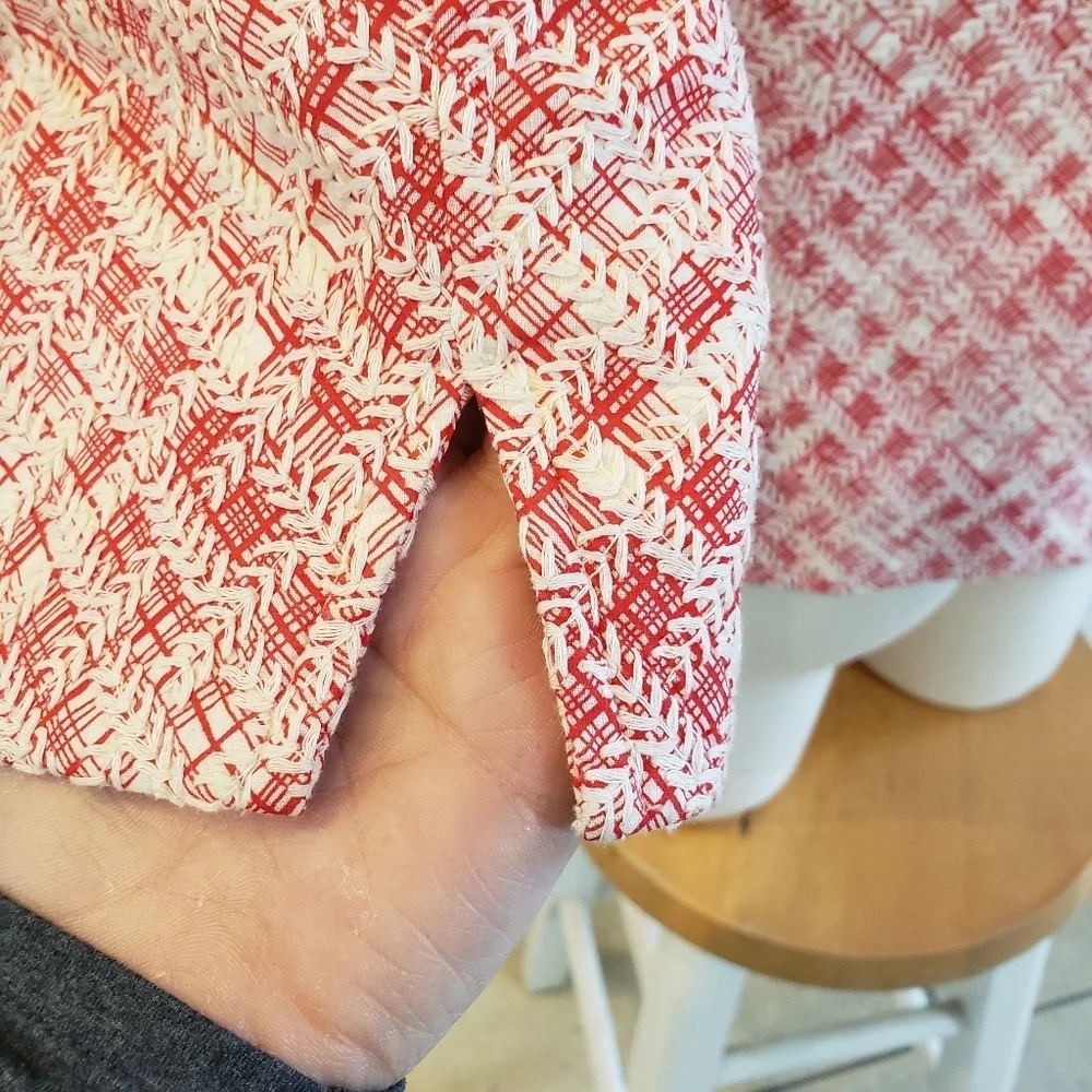 Coldwater Creek Red and Cream Textured Blazer